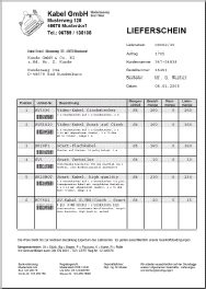 Mit print2forms gedruckte variabel aufgeteilte Tabelle