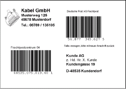 Mit print2forms erzeugter Paketaufkleber