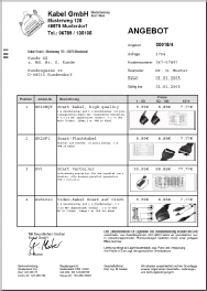 Mit print2forms aufbereitetes Angebotsschreiben