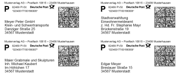 Mit print2forms gedruckte Pressepost-Etiketten