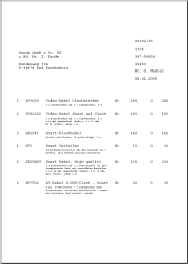 Nutzdaten fr den Druck einer variabel aufgeteilten Tabelle